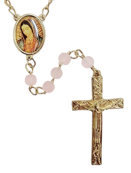 Our Lady of Guadalupe Matte Pink Rosary