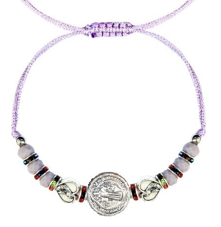 Saint Benedict with Fatima Hearts Cord Bracelet (MORE COLORS)