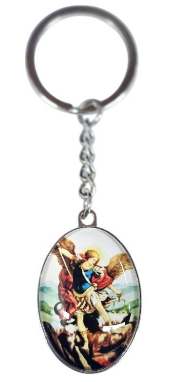 Assorted Saint Oval Bubble Double Sided Key Chain (MORE SAINTS)