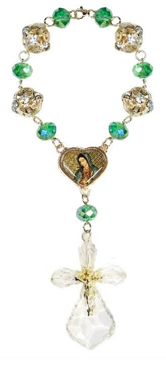 Our Lady of Guadalupe/Saint Jude Crystal Car Rosary (MORE COLORS)