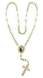 Saint Jude Peridot Green Crystal Rosary