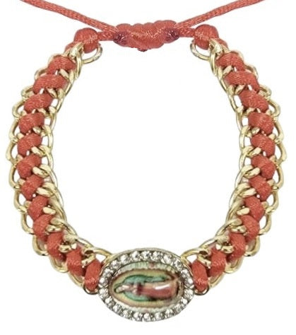 Our Lady of Guadalupe Oval Chain Cord Bracelet (MORE COLORS)
