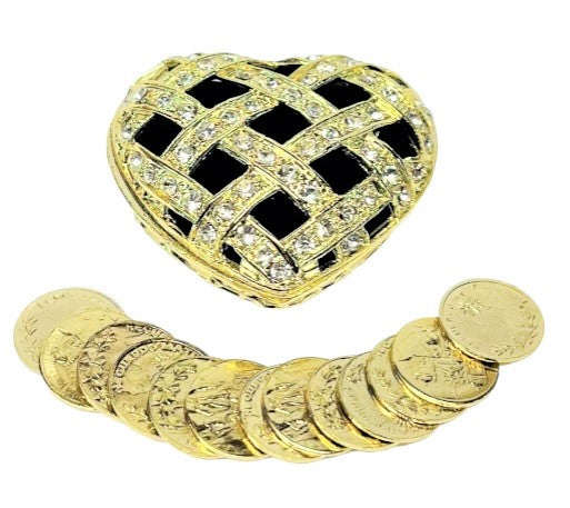 Heart Shaped Diamond Wedding Box with Coins (MORE COLORS)