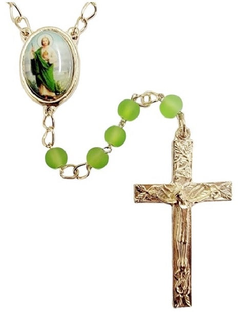 Saint Jude Matte Green Rosary