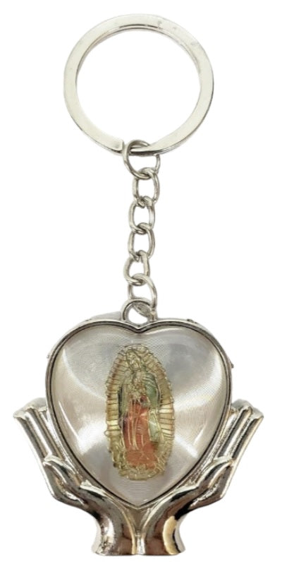Our Lady of Guadalupe Heart on Hands Key Chain (MORE COLORS)
