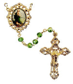 Saint Jude Peridot Green Crystal Rosary