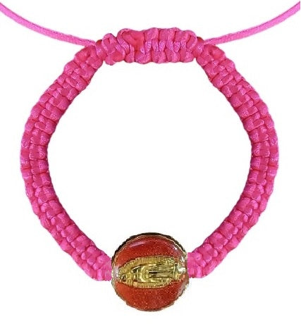 Our Lady of Guadalupe Double Sided Round Medal Cord Bracelet (MORE COLORS)