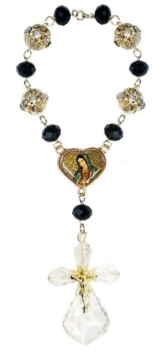 Our Lady of Guadalupe/Saint Jude Crystal Car Rosary (MORE COLORS)