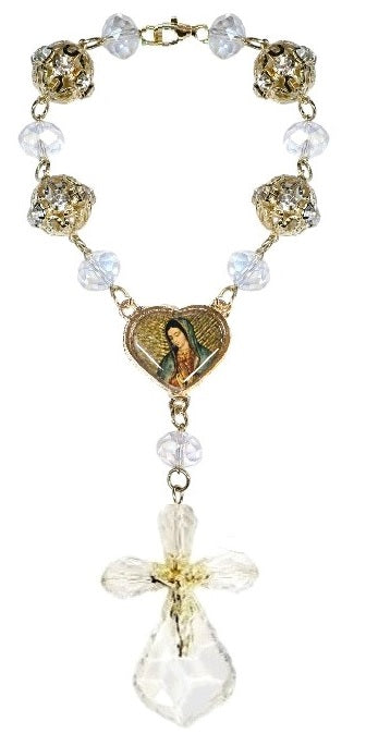 Our Lady of Guadalupe/Saint Jude Crystal Car Rosary (MORE COLORS)