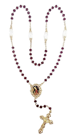 Our Lady of Guadalupe Garnet Crystal Rosary