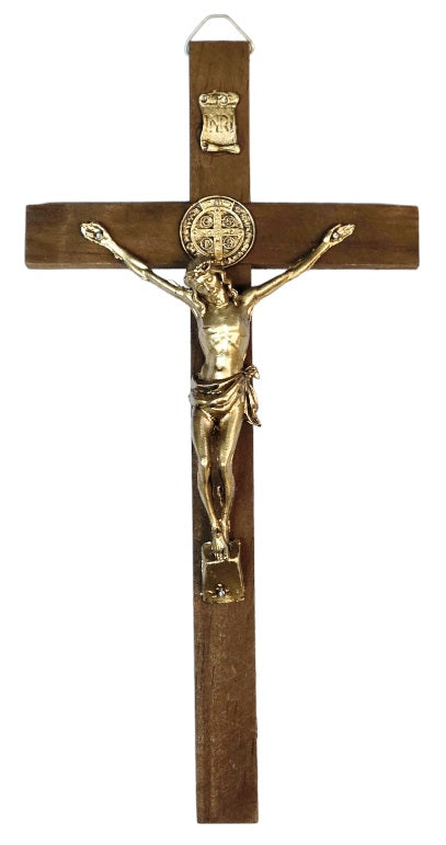 9" Wood Saint Benedict Crucifix