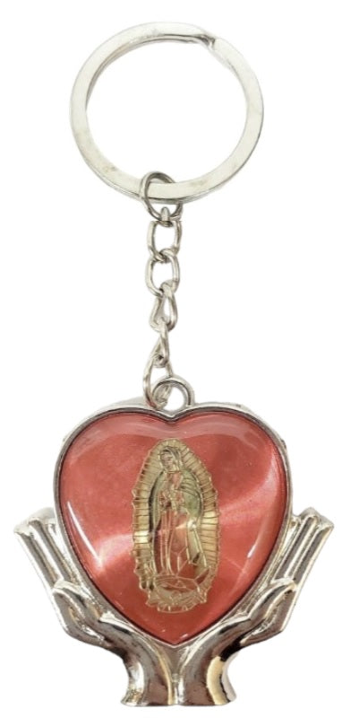 Our Lady of Guadalupe Heart on Hands Key Chain (MORE COLORS)