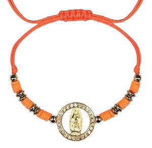 Our Lady of Guadalupe Cut Out Medal Cord Bracelet (MORE COLORS)