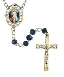 Divine Mercy Dark Midnight Blue Crystal Rosary