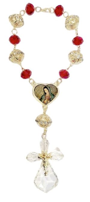 Our Lady of Guadalupe/Saint Jude Crystal Car Rosary (MORE COLORS)