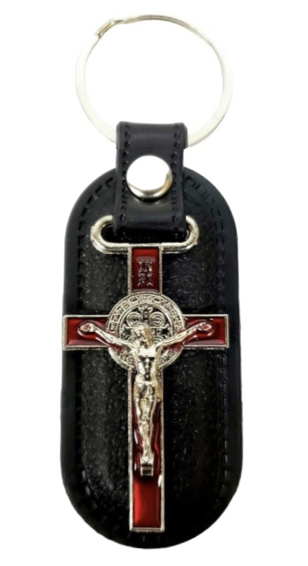 Benedict Crucifix Leather Key Chain (MORE COLORS)