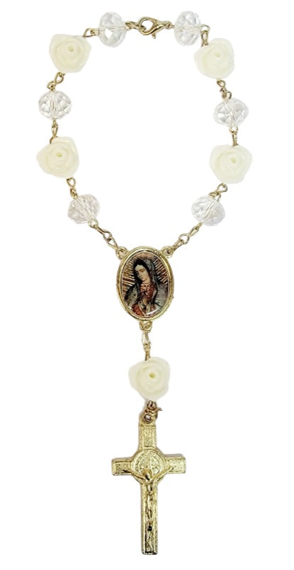 Rose Bead Car Rosary (MORE SAINTS)
