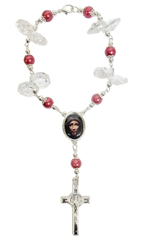 Crystal Pearl Bead Car Rosary (MORE SAINTS)