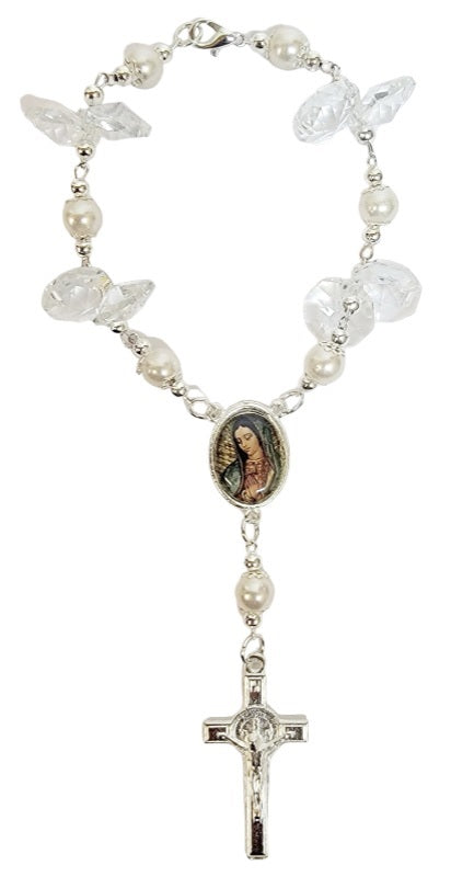 Crystal Pearl Bead Car Rosary (MORE SAINTS)