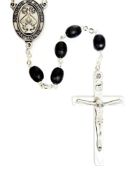 Our Lady of San Juan 7mm Black Wood Rosary