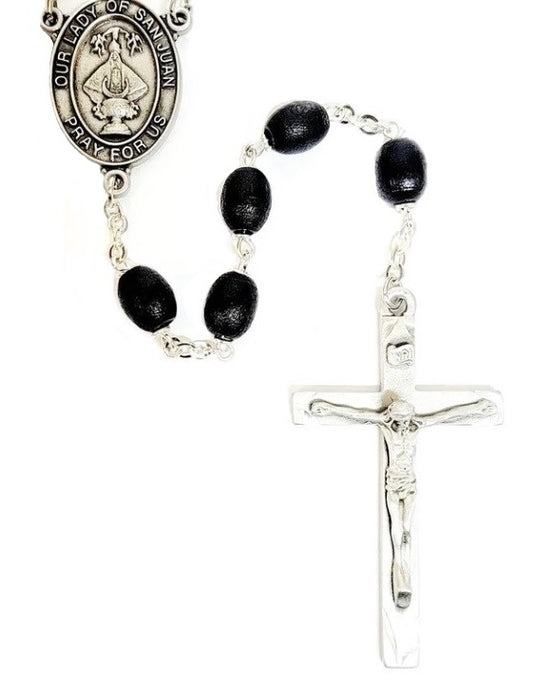 Our Lady of San Juan 7mm Black Wood Rosary