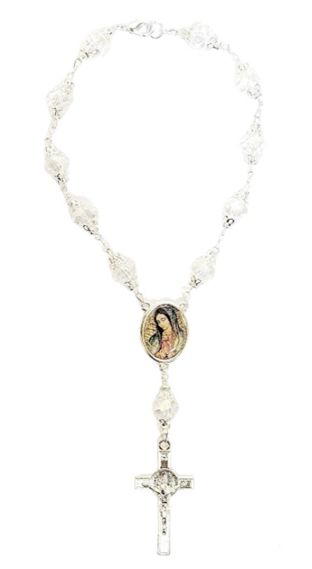 Silver Car Rosary (MORE SAINTS)