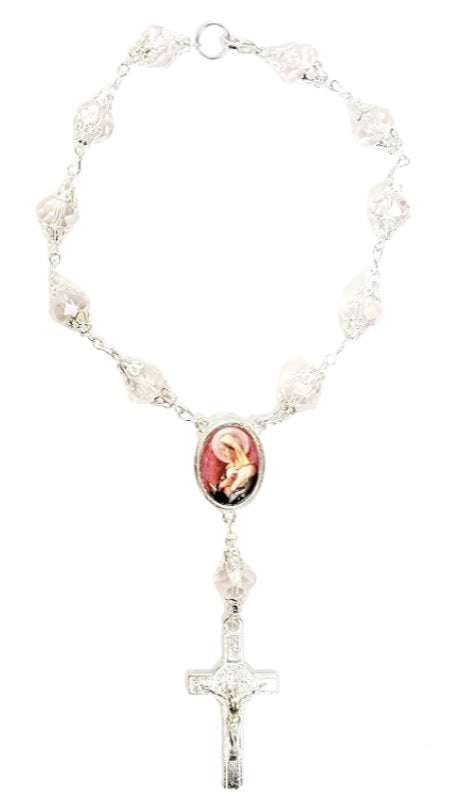 Silver Car Rosary (MORE SAINTS)