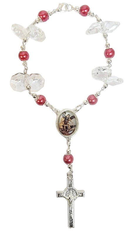 Crystal Pearl Bead Car Rosary (MORE SAINTS)