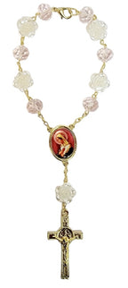 Rose Bead Car Rosary (MORE SAINTS)