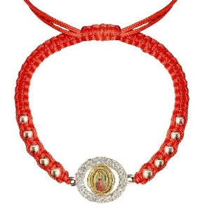 Our Lady of Guadalupe Colored Medal Cord Bracelet with Beads