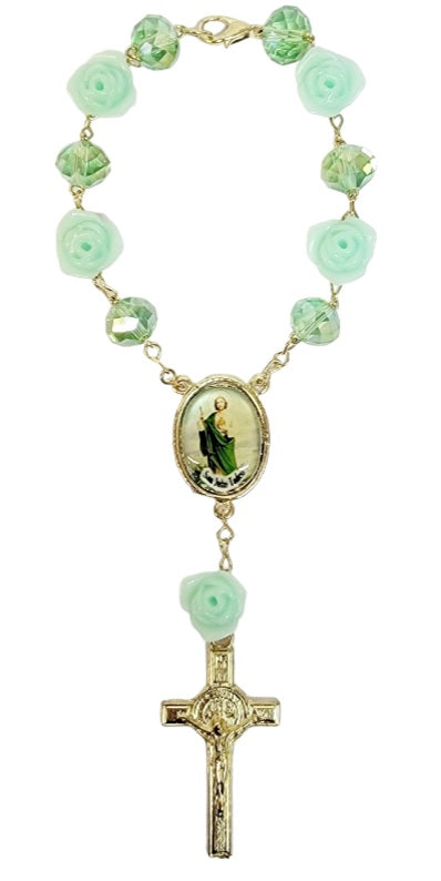 Rose Bead Car Rosary (MORE SAINTS)