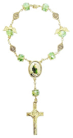 Gold Angel Bead Car Rosary with Benedict Medals (MORE SAINTS)
