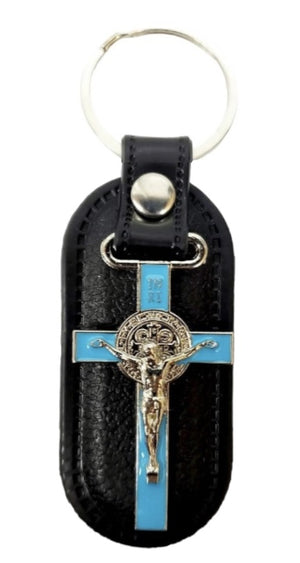 Benedict Crucifix Leather Key Chain (MORE COLORS)