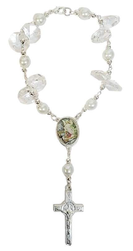 Crystal Pearl Bead Car Rosary (MORE SAINTS)
