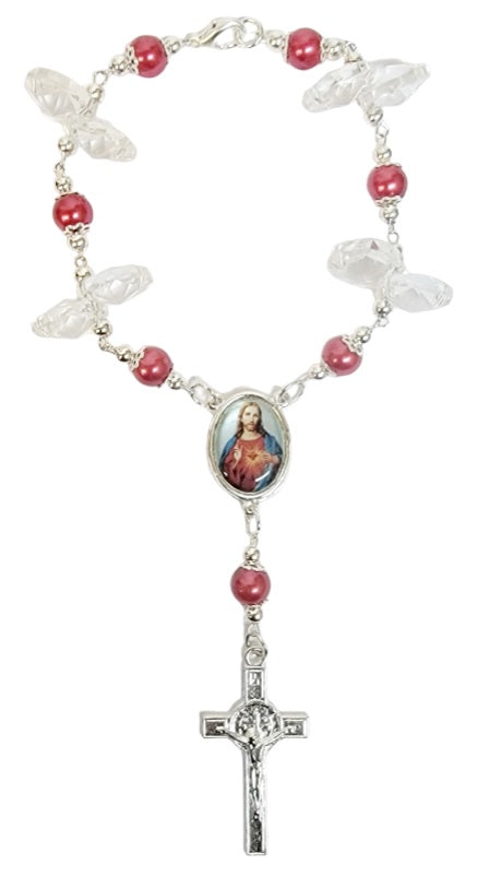 Crystal Pearl Bead Car Rosary (MORE SAINTS)