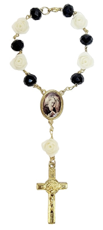 Rose Bead Car Rosary (MORE SAINTS)