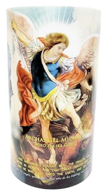 4x7 Three Archangels LED Candle (St Michael/St Raphael/St Gabriel)