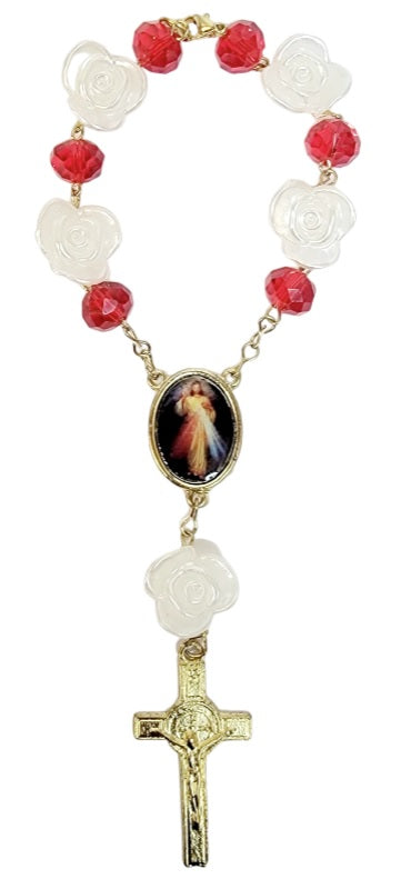 Rose Bead Car Rosary (MORE SAINTS)