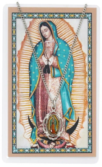 18" Our Lady of Guadalupe Colored Necklace with Prayer Card