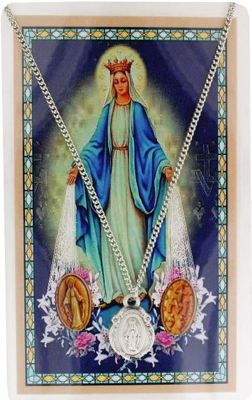 18" Our Lady of the Miraculous Medal Necklace with Prayer Card