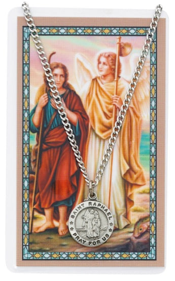 24" Saint Raphael Necklace with Prayer Card