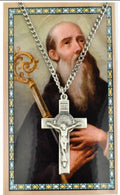 24" Saint Benedict Crucifix Necklace with Prayer Card