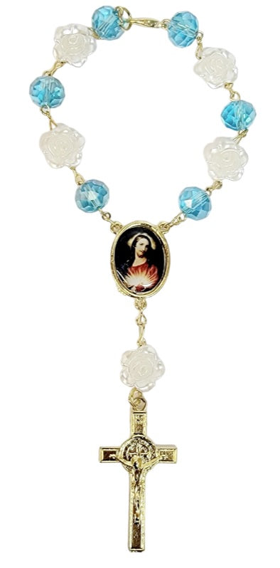 Rose Bead Car Rosary (MORE SAINTS)