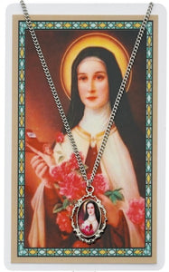 18" Saint Therese Colored Necklace with Prayer Card