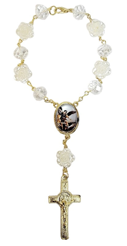 Rose Bead Car Rosary (MORE SAINTS)