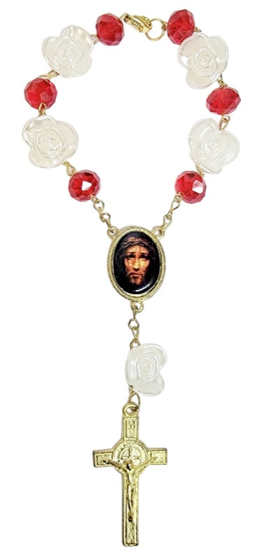 Rose Bead Car Rosary (MORE SAINTS)