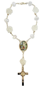 Rose Bead Car Rosary (MORE SAINTS)