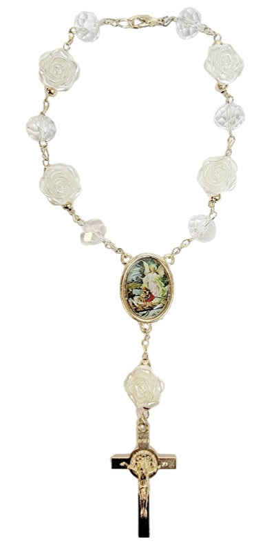 Rose Bead Car Rosary (MORE SAINTS)