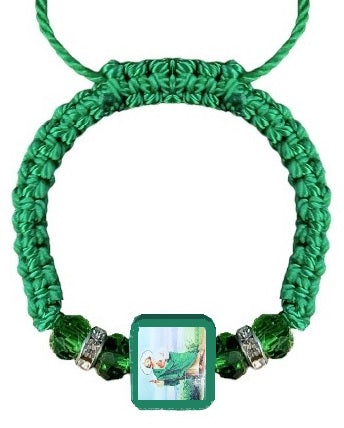 Saint Jude Wood Beaded Cord Bracelet