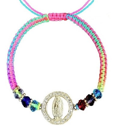 Our Lady of Guadalupe Cut Out Medal Cord Bracelet (MORE COLORS)